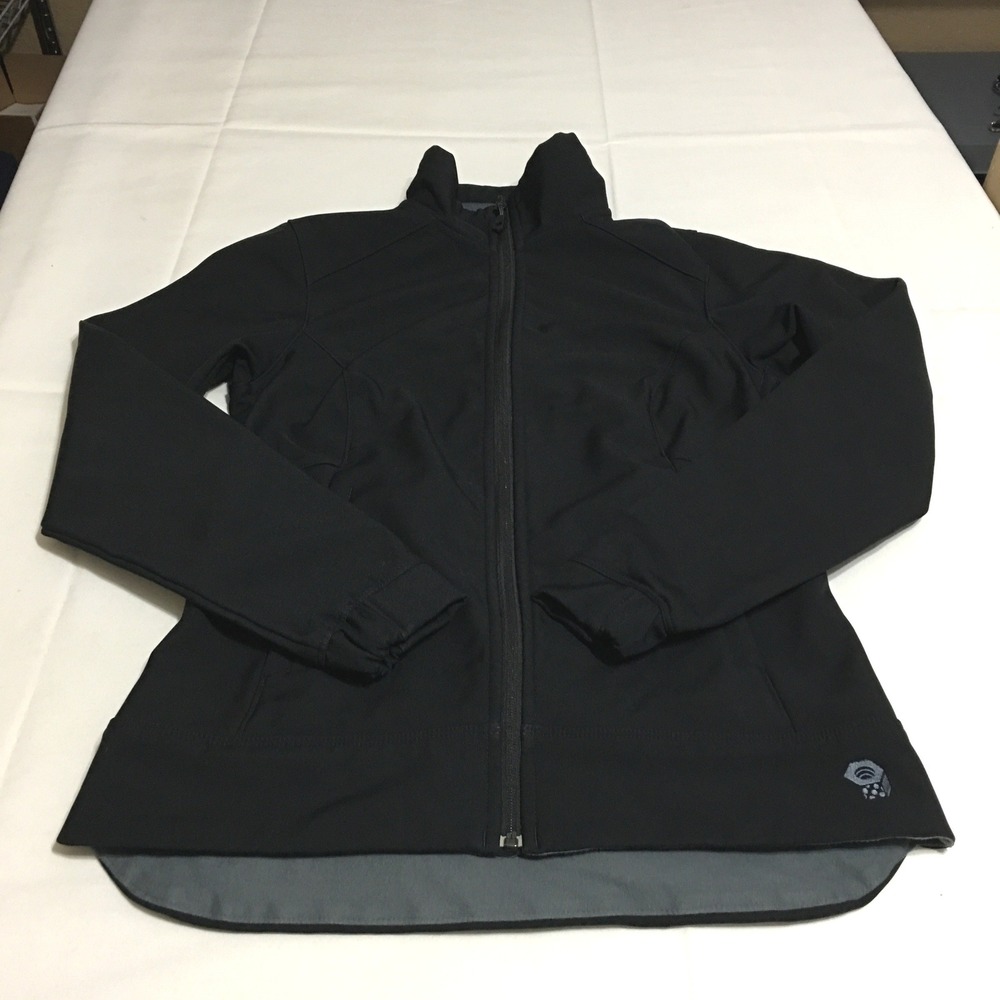 Mountain Hardwear Jacket Womens Small Black Full Zip Softshell Fleece Lined